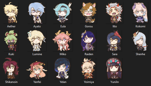 Shibafe_Info's tweet photo. Finally finished every playable Character in #GenshinImpact ! 
These will be avaliable as stickers at @MCMComicCon @ SA16! https://t.co/RmYk5GAdz6