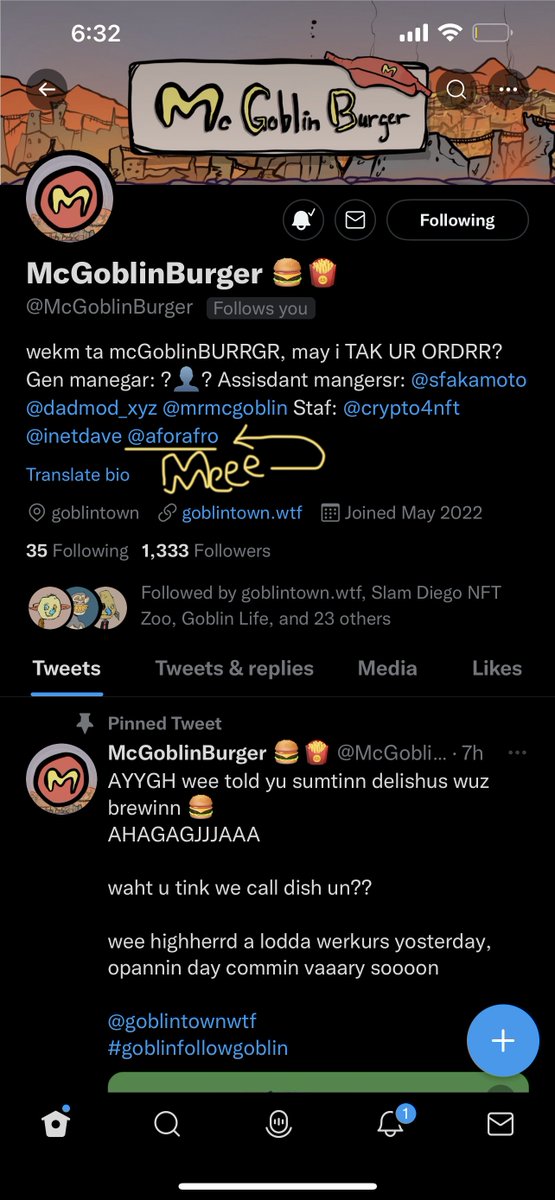 aforafro's tweet photo. AAAAHHAJJHHA HOOLY MOLY!  I gt HHIGGGEHEHRRRRRRRRRHIGHERED in DA TEEM. Ready fr opannin day 🍔🔥🍔🔥🍔 @McGoblinBurger @goblintownwtf vrooomvrooom #Goblintownwtf https://t.co/UYs2iAJg1m