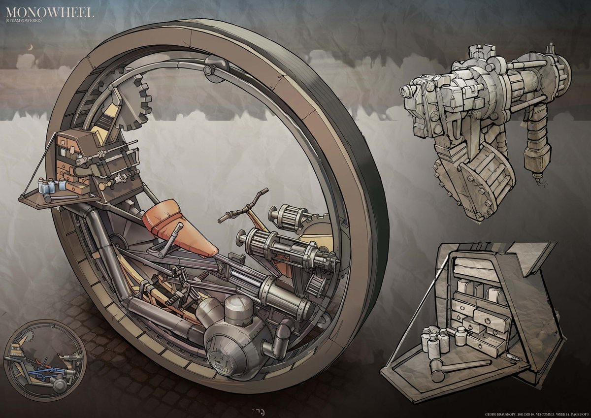 FengZhuDesign's tweet photo. Vampire hunter's secret lair and their vehicle. Designs by currently enrolled FZD student, Georg Krauskopf. https://t.co/p4iAInKIcY
