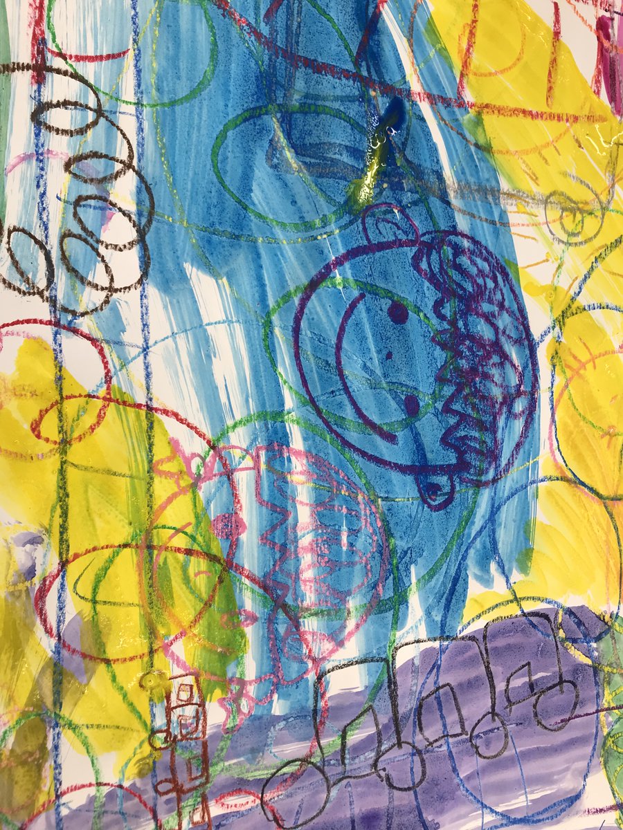はじき絵完成！

#アート　#神保町の保育専門学校　#クレヨンと絵の具のコラボレーション