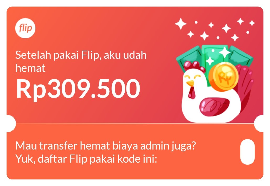 andalusiaa's tweet photo. Tau nggak? Setelah pakai Flip, aku udah hemat Rp309.500 karena nggak perlu bayar biaya admin lagi tiap transfer ke beda bank! Lumayan banget, kan?

Kamu juga bisa jadi hemat, lho! Yuk, daftar pakai kode UFSH0580 atau klik link ini: https://t.co/WlAfxtKwYa https://t.co/OsmcdQrLTx