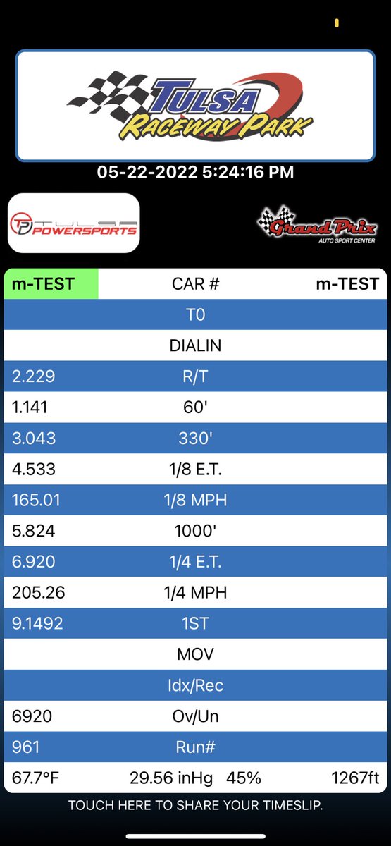 Heckkkk yeah! Quest for the Sixes… DONE! 6.92 @ 205 mph 💪🏼🙌🏽