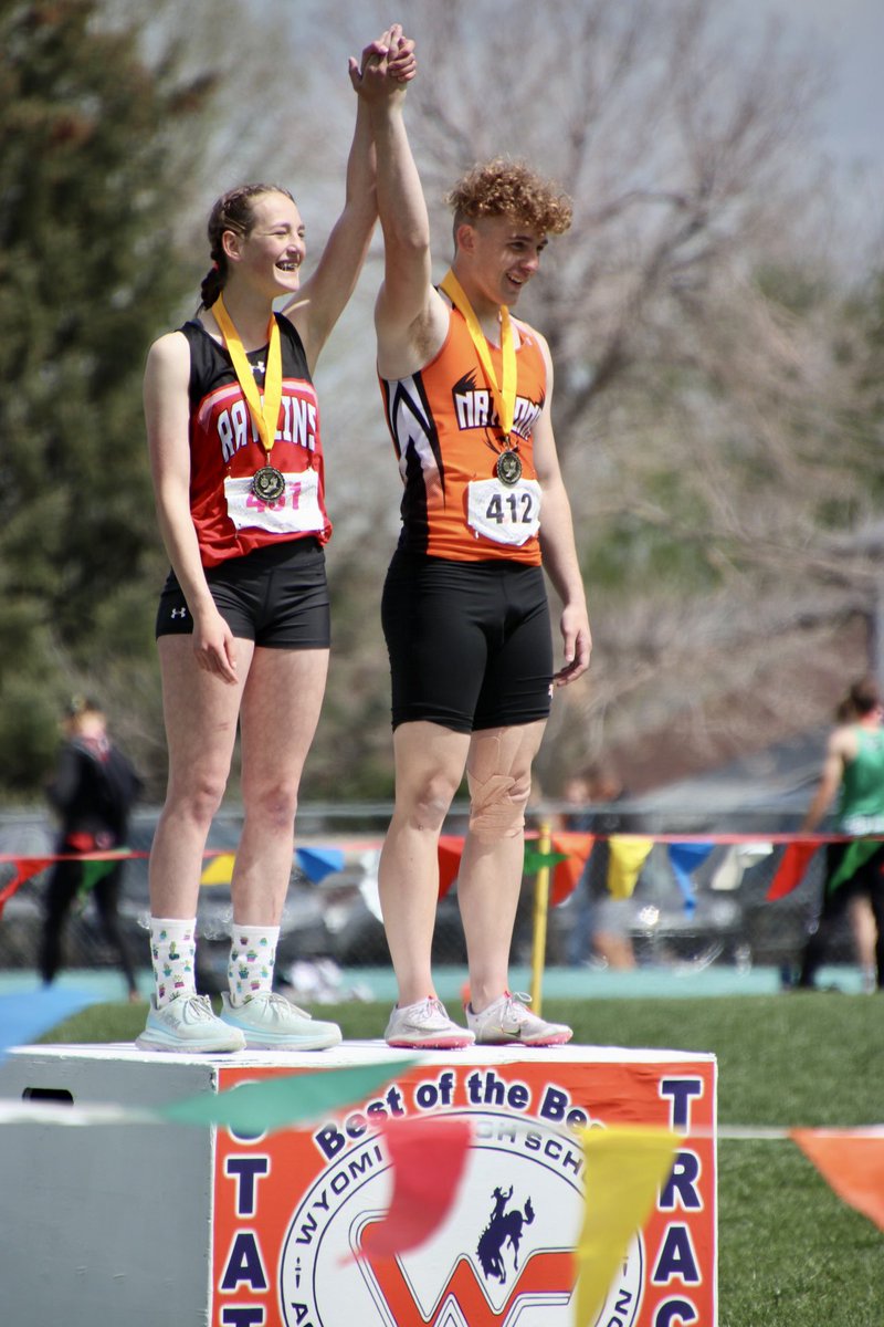State Champions include Alesha Lane (shot and discus) Ella Spear (400m) Kaiden Lee (HJ) and Mason Weickum 110h. All 4 were also Best of the Best in their respective events! #Mustangs #Fillies