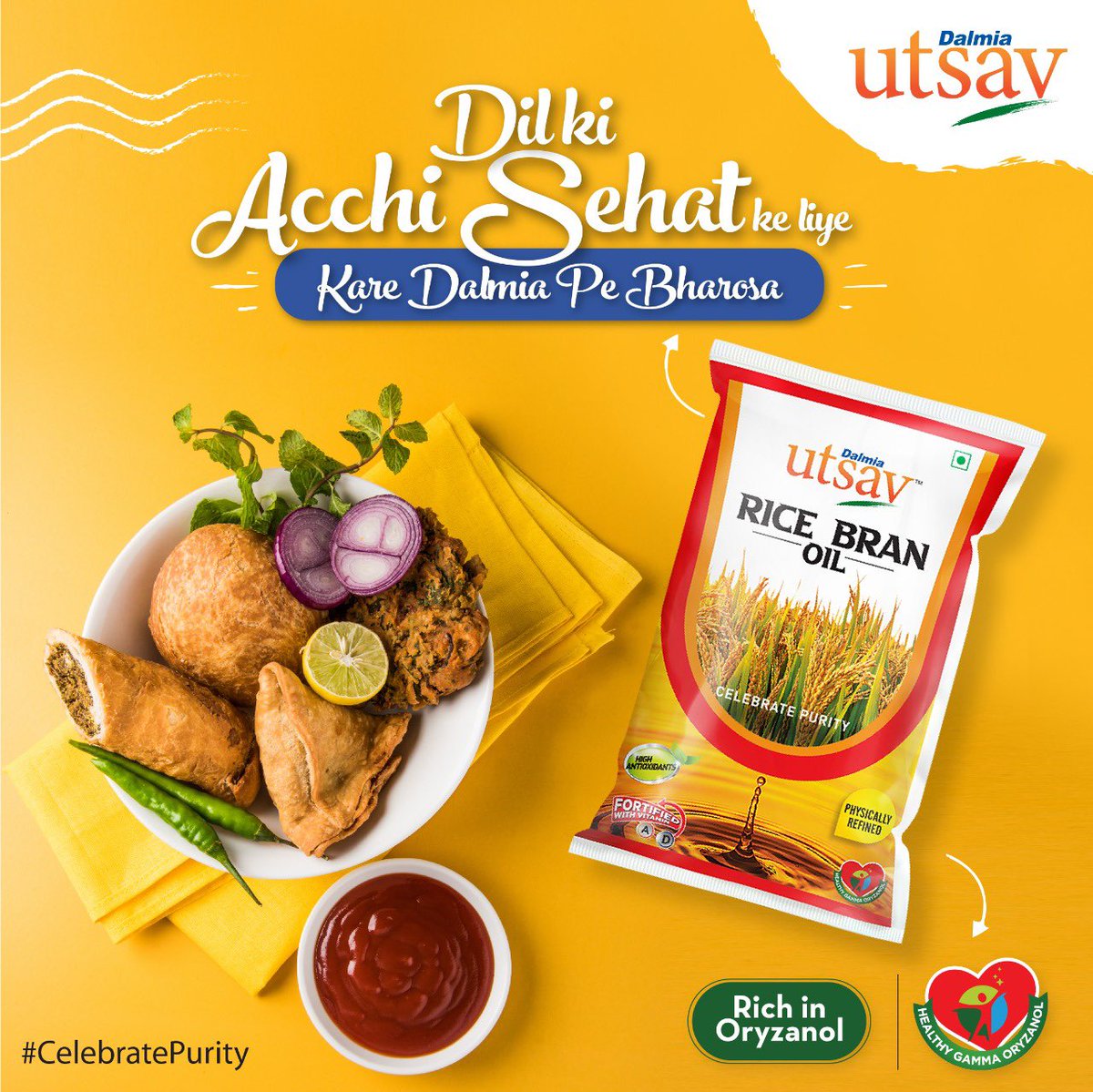 DalmiaUtsav_'s tweet photo. Dalmia Utsav Rice Bran Oil is Rich in Oryzanol which helps decreasing bad cholesterol and keeps your heart healthy.
#DalmiaUtsav #CelebratePurity #DalmiaUtsavRiceBranOil #RiceBranOil #PhysicallyRefined #PureOil #EdibleOils https://t.co/IIyzLSNEJD