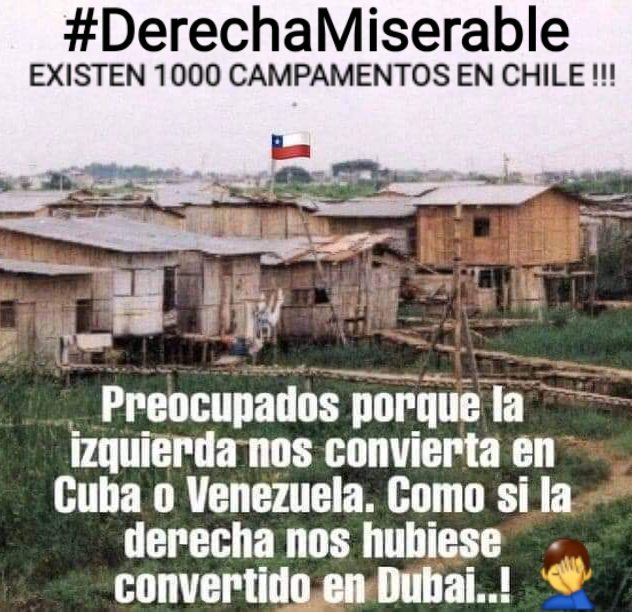 Asi' no+.po's cabros!
1000 CAMPAMENTOS EN CHILE,EN SIGLO 21,AÑO 2022...Y TODAVIA HAY "ECONOMISTAS RECULIAO'S" DE "E'LITE" QUE DICEN QUE SOMOS " LOS JAGUARES DE AME'RICA"🤦‍♂️! Esa es la #DerechaMiserable PO's weones,miopes!1000 CAMPAMENTOS,Y AL ALZA!🤦‍♂️
#EstadoNacional  #PautaLibre