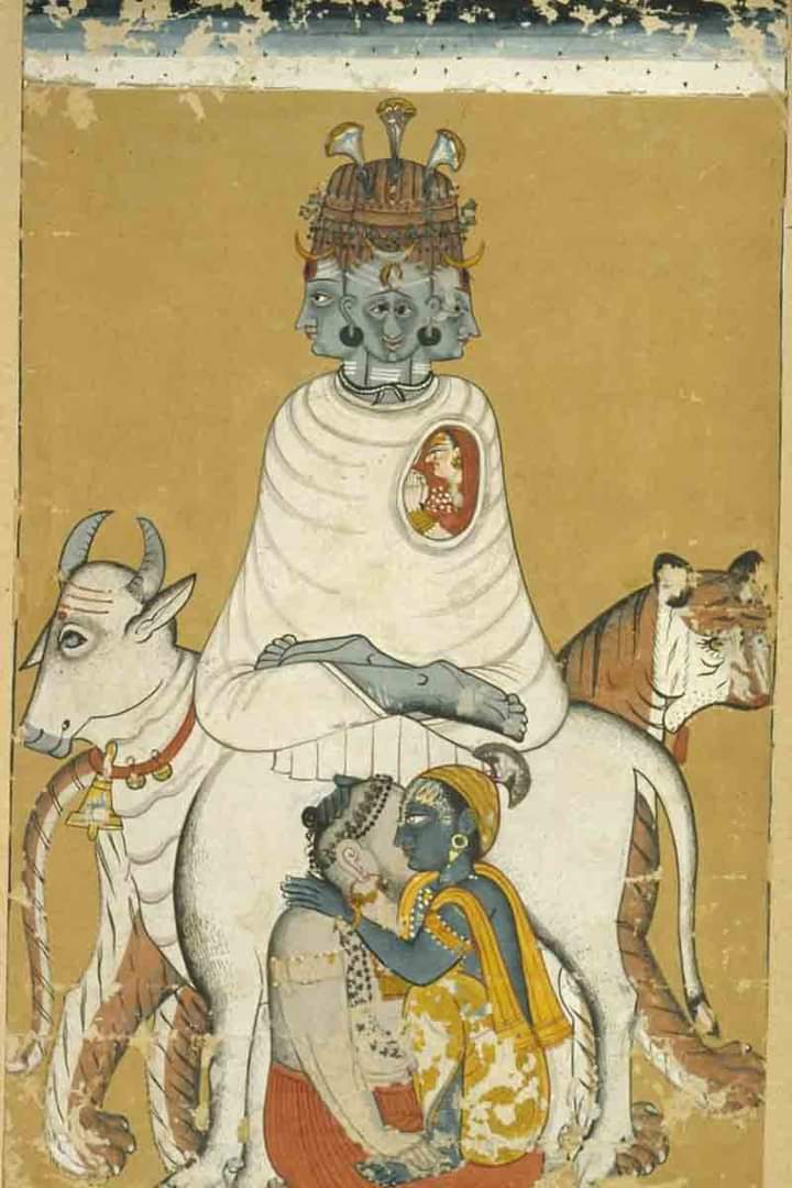 Arthistorian18's tweet photo. RARE 
An Intriguing Painting titled "Shiva and Parvati on Nandi" from Mandi, 1775 CE.

@talesofBharat  @monidipadey  @Hiranyaa_  

#VisualArt  #paintings  #paintingoftheday #arthistory #LORDSHIVA #parvatidevi https://t.co/emXLCNwCoM
