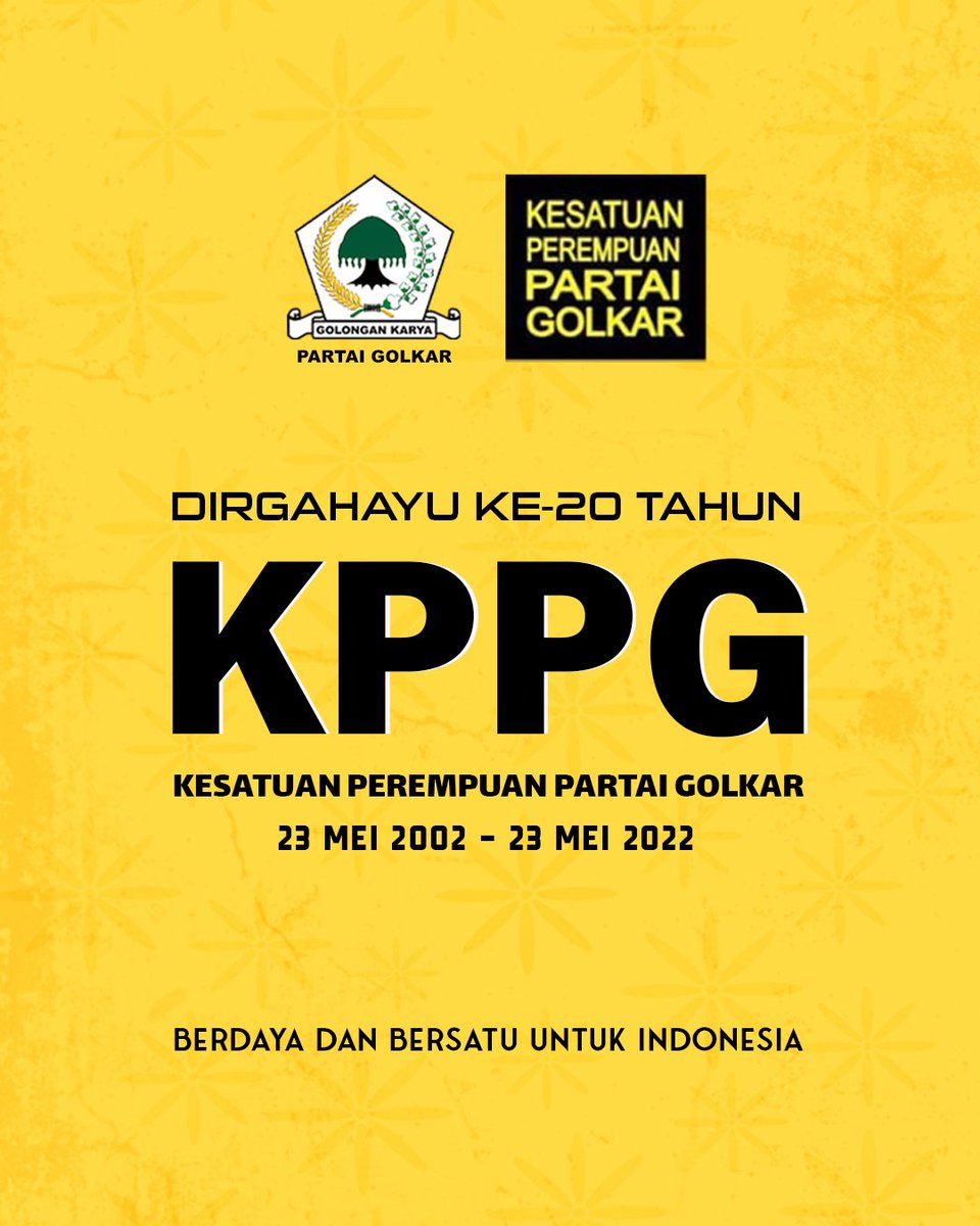 golkar_id's tweet photo. Pagi Tweetsโจ
Segenap pengurus Dewan Pimpinan Pusat (DPP) Partai Golkar mengucapkan selamat hari lahir, Dirgahayu Kesatuan Perempuan Partai Golkar (KPPG) ke-20 Tahun pada 23 Mei 2022.
Berdaya dan Bersatu untuk
Indonesia๐
#KPPG #Ormas #PartaiGolkar #Dirgahayu #UlangTahun https://t.co/viZrvrBCGY