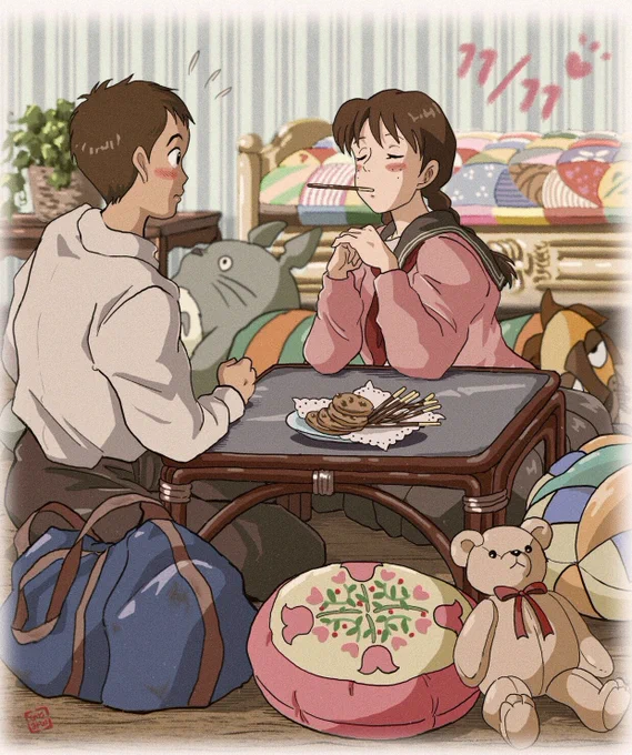 今日はキスの日らしいです🤭💓
ジブリ二次創作でちゃんとしたキス描写を描いたことがなかったので、近いシチュエーション?を色々抜粋🤣(笑)

#キスの日 