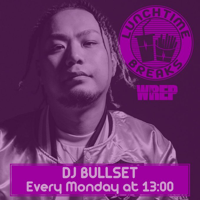 WrepRadio's tweet photo. 5/23(木) 13:00-14:00
#WREP 「LUNCHTIME BREAKS」
DJ BULLSET (@BULLSET)
録り下ろしスペシャルMIXのプレイリストはこちら！ https://t.co/96Rb9Cheme