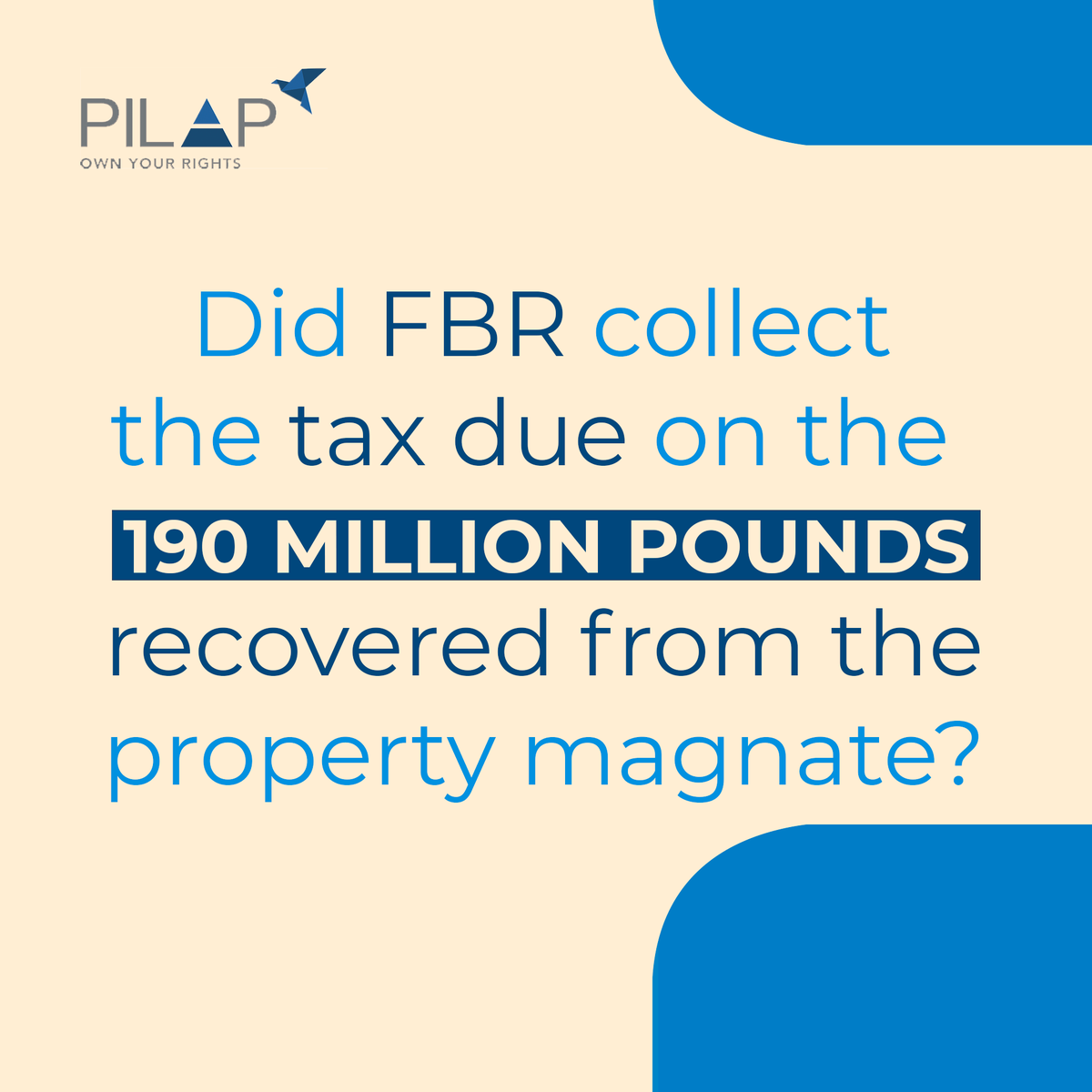 PilapPk's tweet photo. PILAP seeks accountability from @FBRSpokesperson for the 190 million pounds recovered from the Pakistani property tycoon, Malik Riaz, by the UK’s National Crime Agency
#PILAP #publicinterest #Pakistan #accountability #moneylaundrering #taxcollection #righttoinformation https://t.co/s6VK6GcVa1
