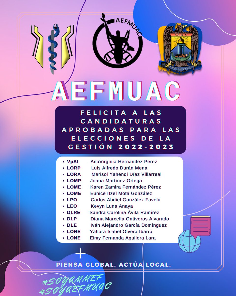 aefmuac's tweet photo. 📢La asamblea se llevará a cabo el día miércoles 25 de mayo de 2022 a las 7:30pm vía Teams al siguiente link:
https://t.co/JhdC9pQ9j5
Ps. Recuerden que MA's pueden participar de la Asamblea.
De parte de toda la mesa directiva ¡les deseamos éxito a todos los candidatos!✨💯 https://t.co/R8dRiDgGfy