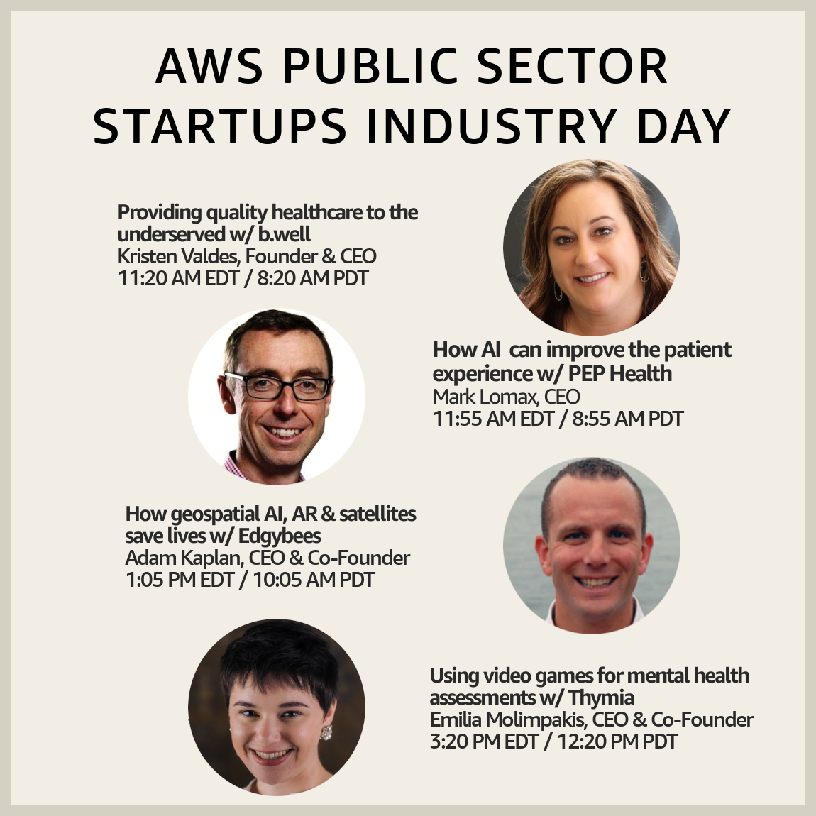marksbirch's tweet photo. Excited to bring the AWS Startups Show to the AWS Public Sector Summit in DC w/ four awesome shows!

11:20 AM ET - https://t.co/xD3bpZBxYm

11:55 AM ET - https://t.co/LFmuy9QQd8

1:05 PM ET - https://t.co/qqEBz0GIAS

3:20 PM ET - https://t.co/UQsTLNwPPf

#AWS #AWSSummit #startups https://t.co/JL2SkpL8b6