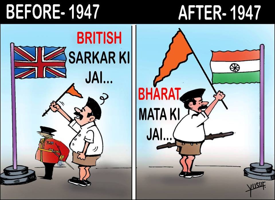 Bhavyanmurthy's tweet photo. #RSS 

Before Independence : they were slaves to British ...

After Independence : They are pain to Indians..Dangerous too ... https://t.co/AvAbGBLwEZ
