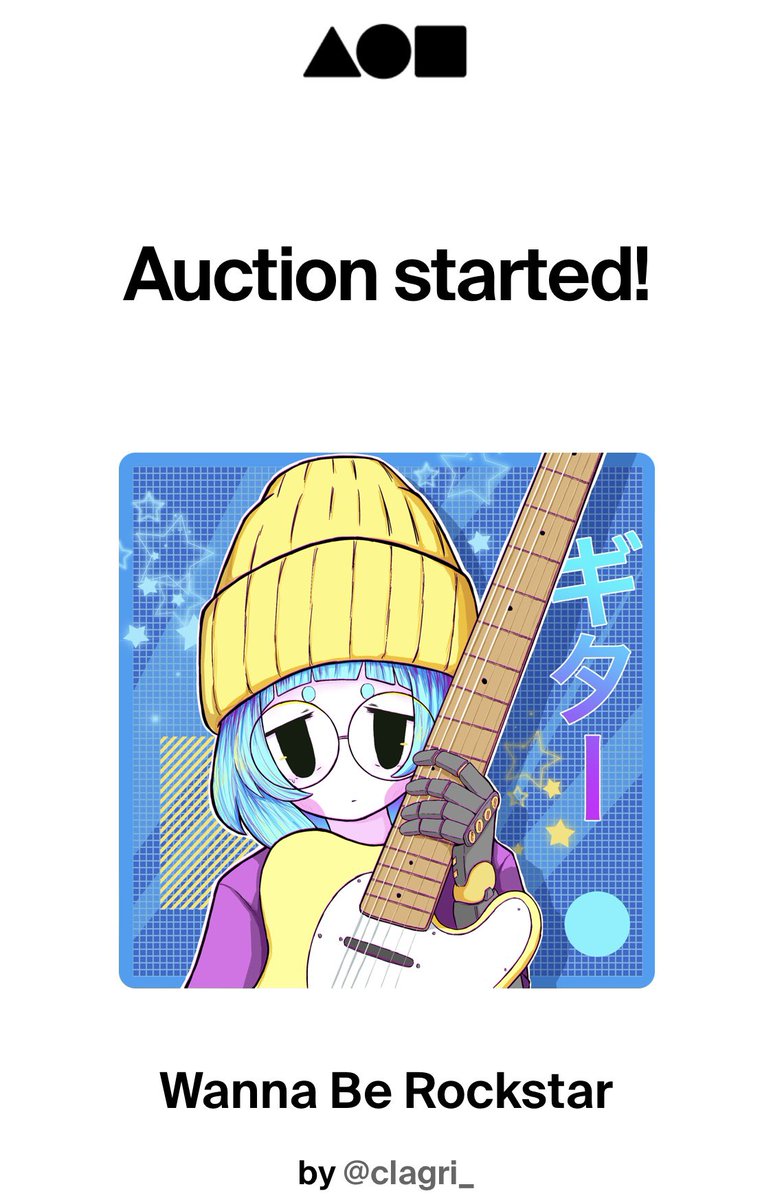 clagri_'s tweet photo. Wanna Be Rockstar in Auction ✨
https://t.co/po5Y4dD1N1
#NFTs #nftart #NFTCommunity #NFTanime #anime #guitar #digitaldrawing #FND https://t.co/BM56twO7fl