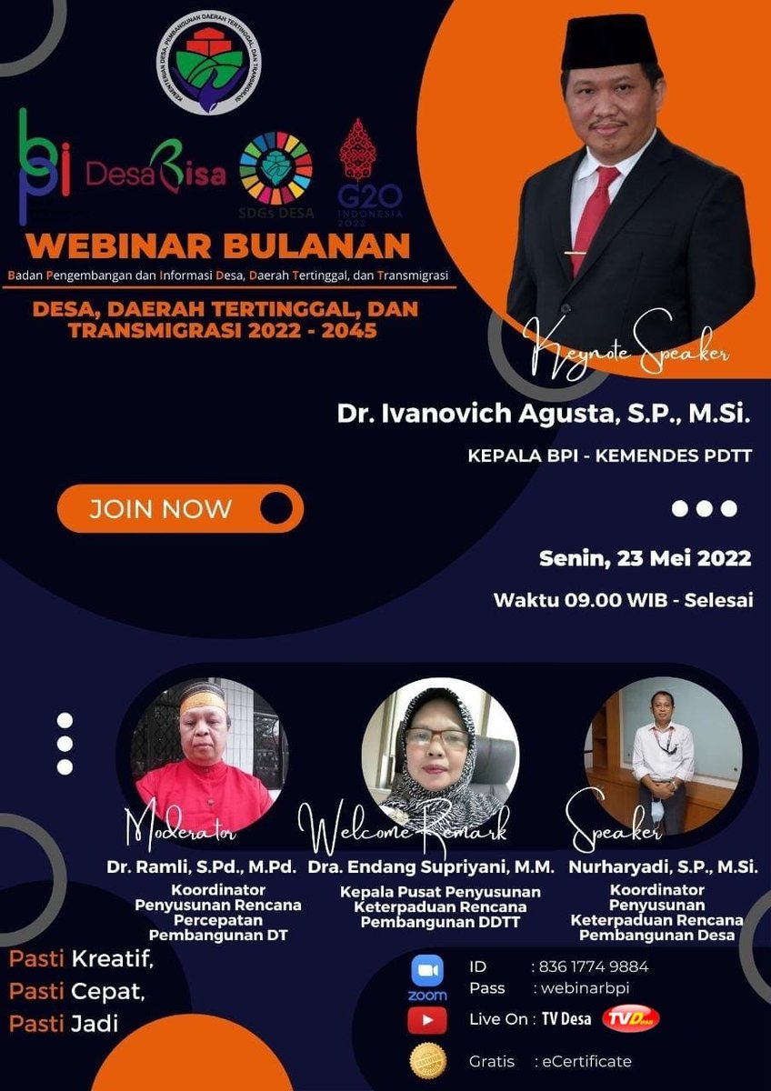 Pasti kreatif, pasti cepat, pasti jadi
<a href="/halimiskandarnu/">ABDUL HALIM ISKANDAR</a> 
<a href="/LuthfiyahNurla1/">Luthfiyah Nurlaela</a> 
<a href="/iagusta1970/">Ivanovich Agusta</a> 
@kemendespdtt