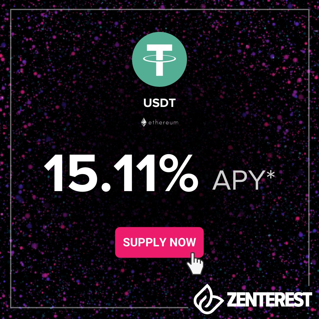 MANTRA_Chain's tweet photo. EARN 15.11% APY* by supplying $USDT on #ZENTEREST ๐
If you supply 1,000 $USDT today, you could potentially* have 1,151.1 $USDT after 1 year ๐คฉ
Intrigued? ๐ก
SUPPLY NOW ๐ https://t.co/Vw5LAeKuyV
#MANTRADAO ๐๏ธ @tether #PassiveIncome #crypto #DeFi #blockchain https://t.co/Yb5dq3Nygu