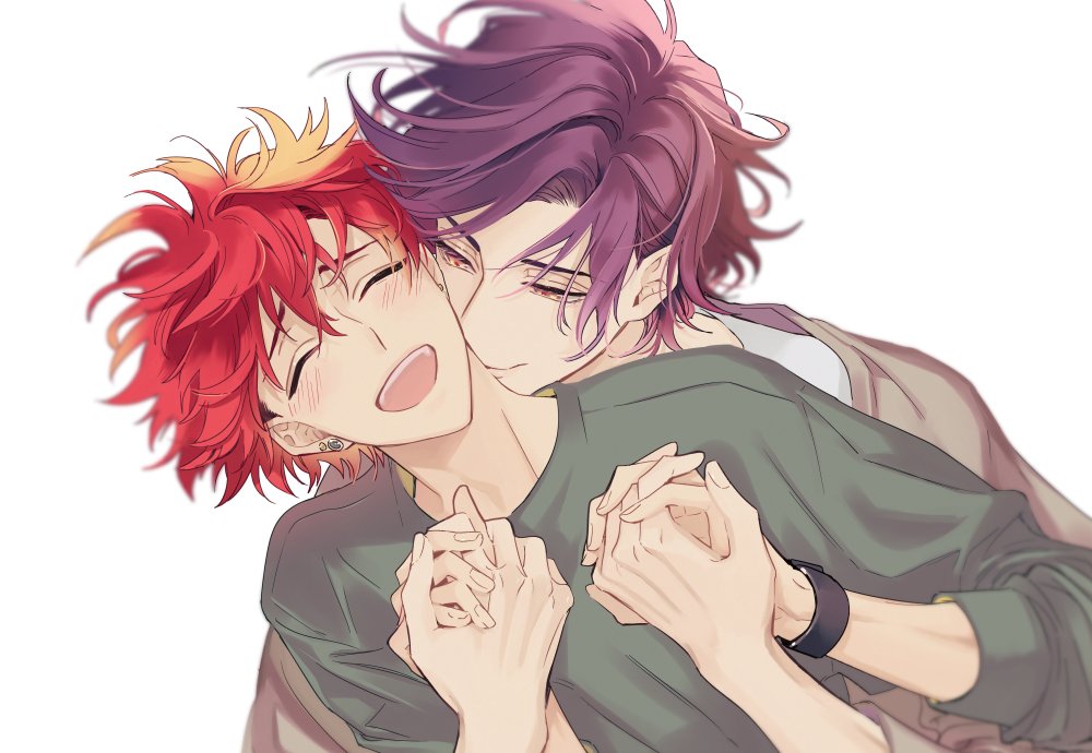 multiple boys 2boys male focus yaoi red hair smile closed eyes  illustration images