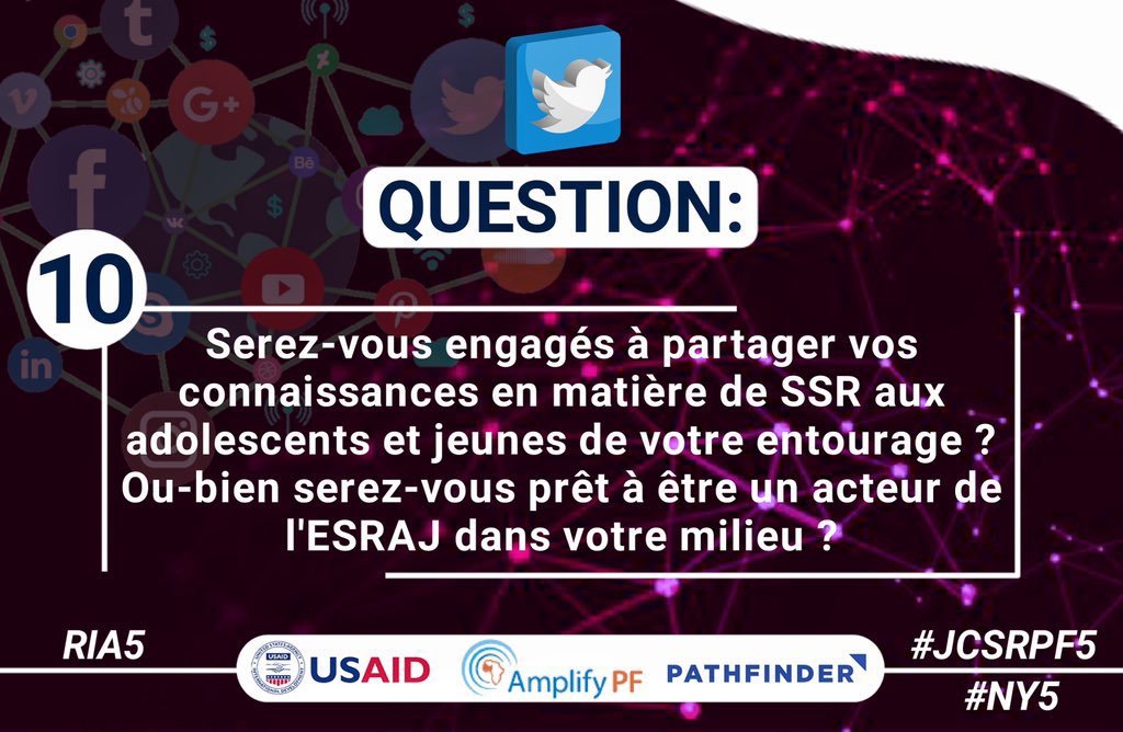 SOUMAHORO_SIAK's tweet photo. Question 10: serez-vous engagés à partager vos connaissances en matière de SSR aux adolescents et jeunes de votre entourage ?
Ou serez-vous prêts à être un acteur de l’ESRAJ dans votre milieu ?
@RJASRPFNiger @AtamoHassane @MariamAbdou2 @Abdoul32443460 
#NY5 https://t.co/HV5LRqz50j
