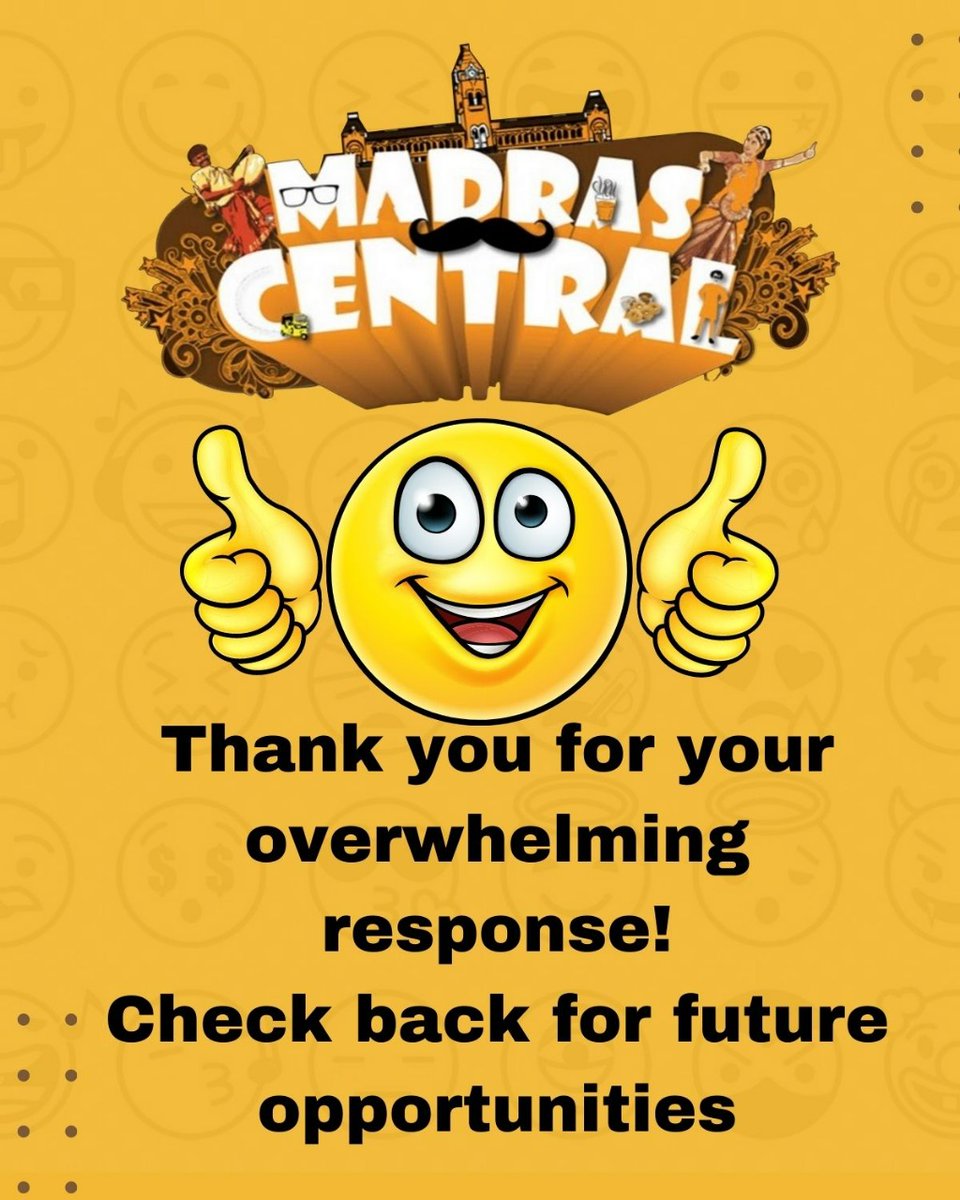 Thanks for the massive response, we have reached our limit and are now unable to accept further applications for this opportunity. We respect your time, interest, and support. 

Stay tuned for future opportunities!

#MadrasCentral