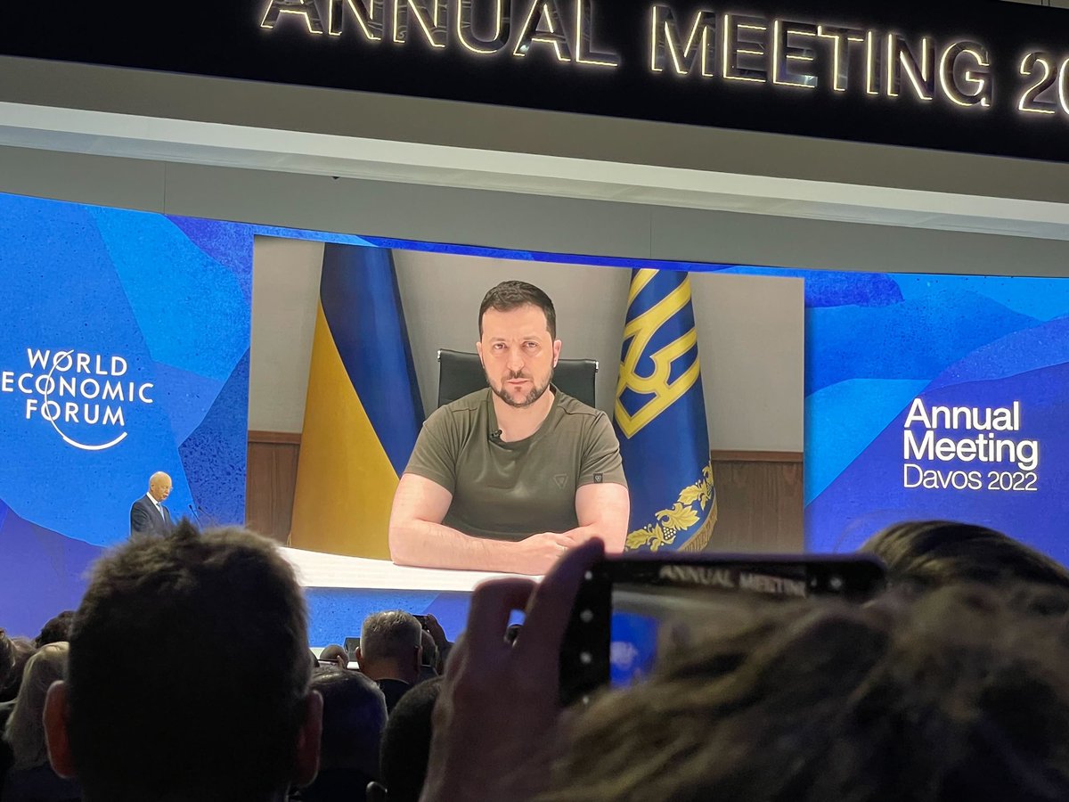 World Economic Forum in Davos kicks off with <a href="/ZelenskyyUa/">Volodymyr Zelenskyy / Володимир Зеленський</a> video address. Ukraine top of the agenda #WEF2022