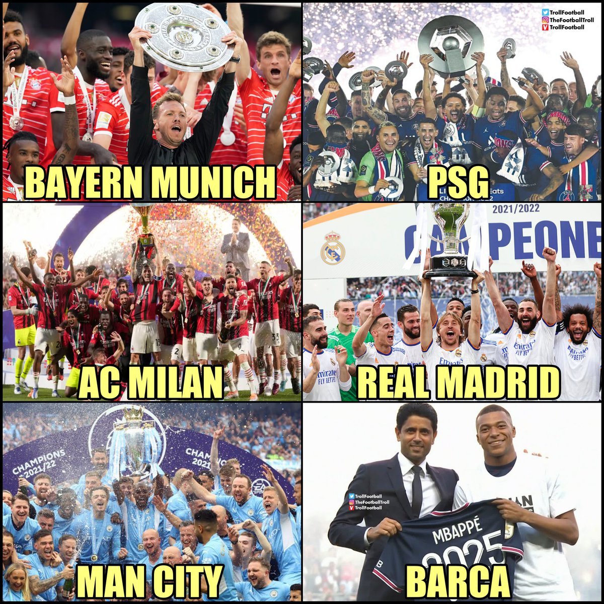 The celebrations in the top 5 European leagues.
