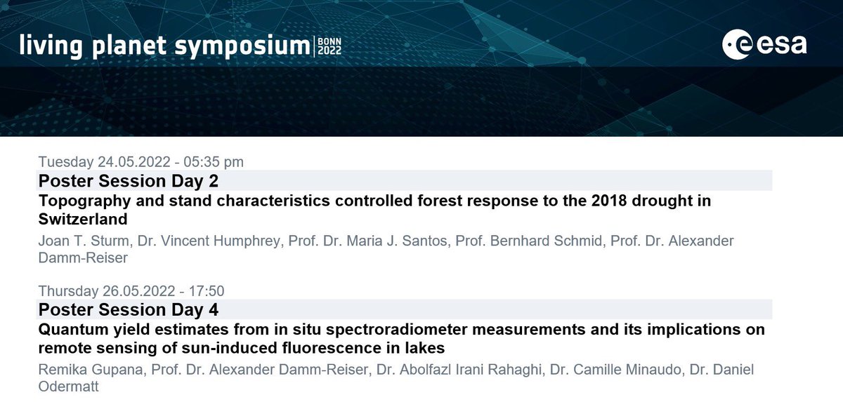 Remote Sensing of Water Systems (@rsws_giuz) on Twitter photo Come and take a look at the two posters presented by our group members @JTSturm and Remika Gupana this week at <a href="/ESA_EO/">ESA Earth Observation</a>‘s #LPS22. Come and take a look at the two posters presented by our group members @JTSturm and Remika Gupana this week at <a href="/ESA_EO/">ESA Earth Observation</a>‘s #LPS22.