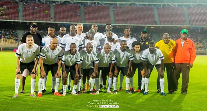 MimiMefoInfo's tweet photo. Dozens of African Football legends assembled in Yaounde over the weekend for a gala match in honour of Albert Roger Milla. 

The game was one of other activities to mark the football legend's 70th birthday. 

MMI https://t.co/v1anqCq9Tw
