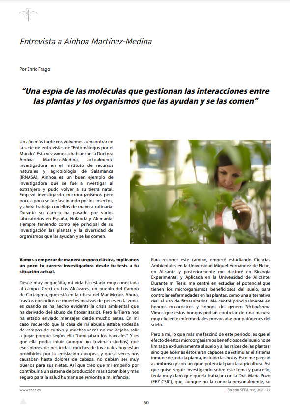 irnasa_csic's tweet photo. Divulgación | Hoy os recomendamos la entrevista que @SEEA_entomol ha realizado a nuestra investigadora Ainhoa Martínez-Medina, un gran trabajo sobre su trayectoria y sus vivencias en el mundo de la #Ciencia 🌱🐛

👉 https://t.co/w6CKbc1zJn https://t.co/F8WP5MXZ0w
