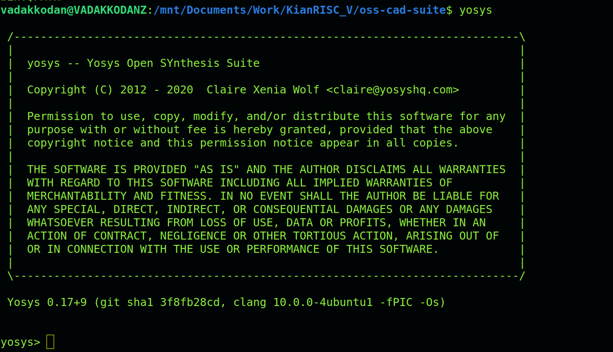 vadakkodan's tweet image. #Yosys for the first time.