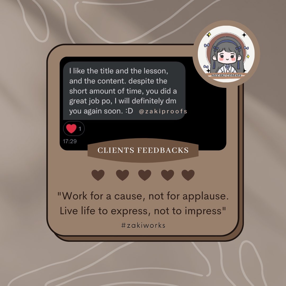 lowkeysiatemo's tweet photo. ੈ✩‧₊˚ this would be the first set of feedbacks muna #zakiworks https://t.co/ex4wyWX3KU