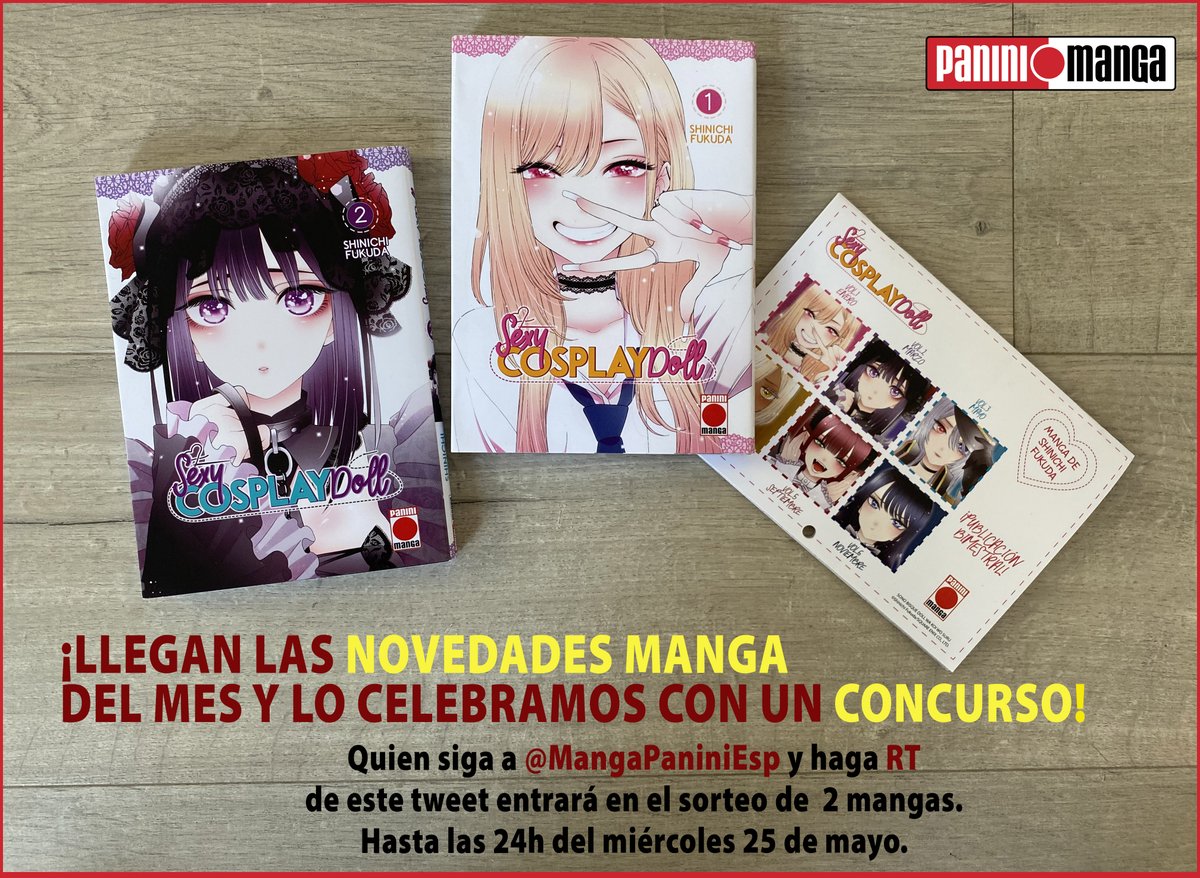 MangaPaniniEsp's tweet photo. Llegan las novedades #Panini26del5 y montamos concurso. Lo habitual: RT de este tweet + follow a esta cuenta y el miércoles sorteamos vol. 1 y 2 de Sexy Cosplay Doll. 
Territorio nacional. Suerte.
Boletín mayo: https://t.co/DuI9XjtWsY
#PaniniManga @PaniniComicsEsp https://t.co/KSRToQfNmV