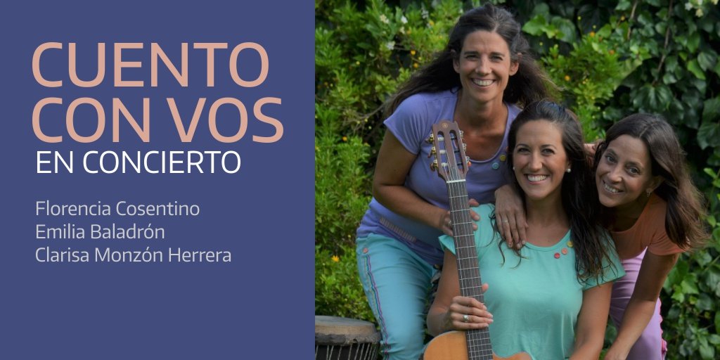 📢 Cuento con Vos en concierto se presenta para jardines de Mar del Plata. 

Este espectáculo propone un recorrido musical con diversidad de instrumentos y arreglos vocales, protagonizado por <a href="/FlorCosentinoOk/">Florencia Cosentino</a>, Emilia Baladrón y Clarisa Monzón Herrera.