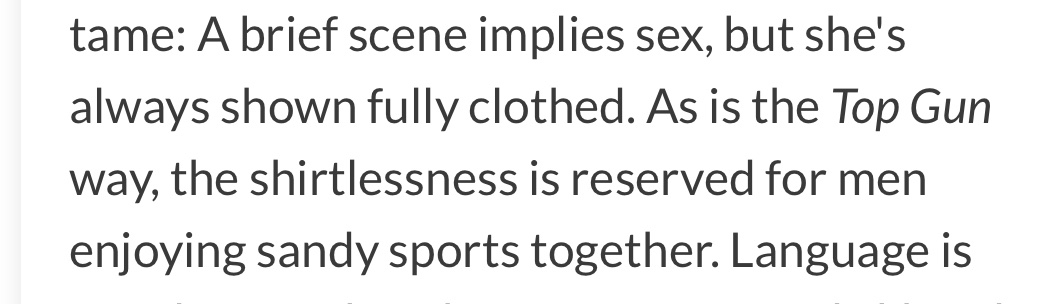 I love this review of Top Gun 2 by Common Sense Media, which is a great website to help you decide what’s appropriate in film and TV for your kids: