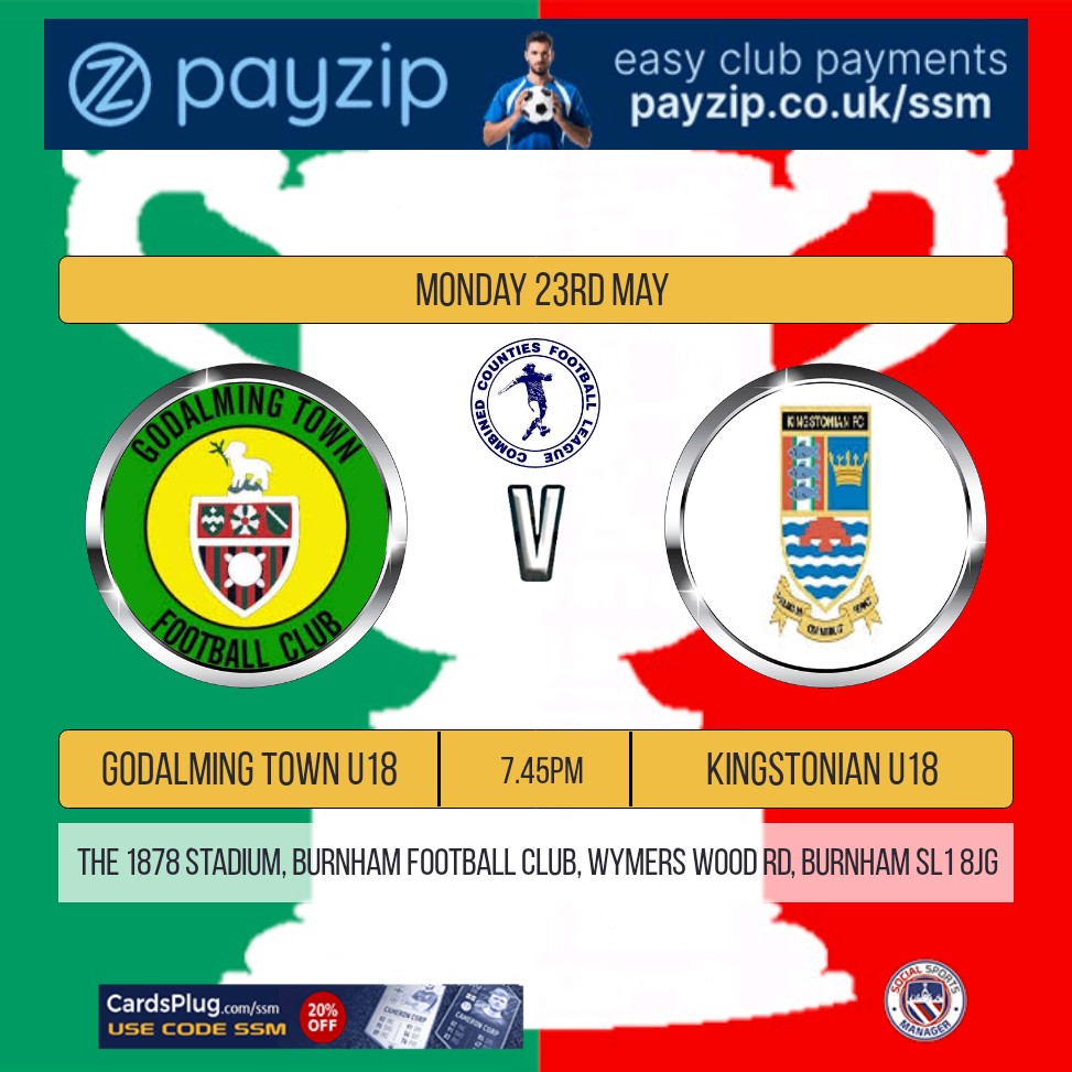 GodalmingTown's tweet photo. Gameday ⚽️: TONIGHT the youth team travel to @BurnhamFC1878 as they take on @KingstonianFC U18 in the @ComCoFL Tony Ford Youth Cup Final. Good luck lads 🤞. https://t.co/U9APRF3zjO