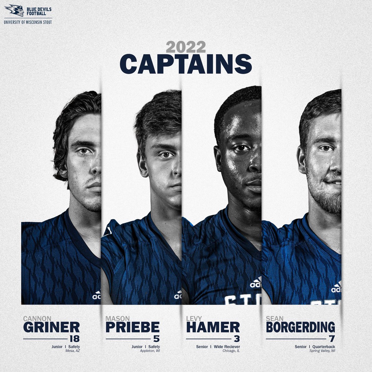 Captains for 2022!

They earn it everyday!

<a href="/BorgerdingSean/">Sean Borgerding</a> 
<a href="/HamerLevy/">Levy</a> 
<a href="/Griner_18/">Cannon Griner</a> 
<a href="/PriebeMason/">Mason Priebe</a> 

#BleedBlue | 🔵⚪️ | T.P.C
