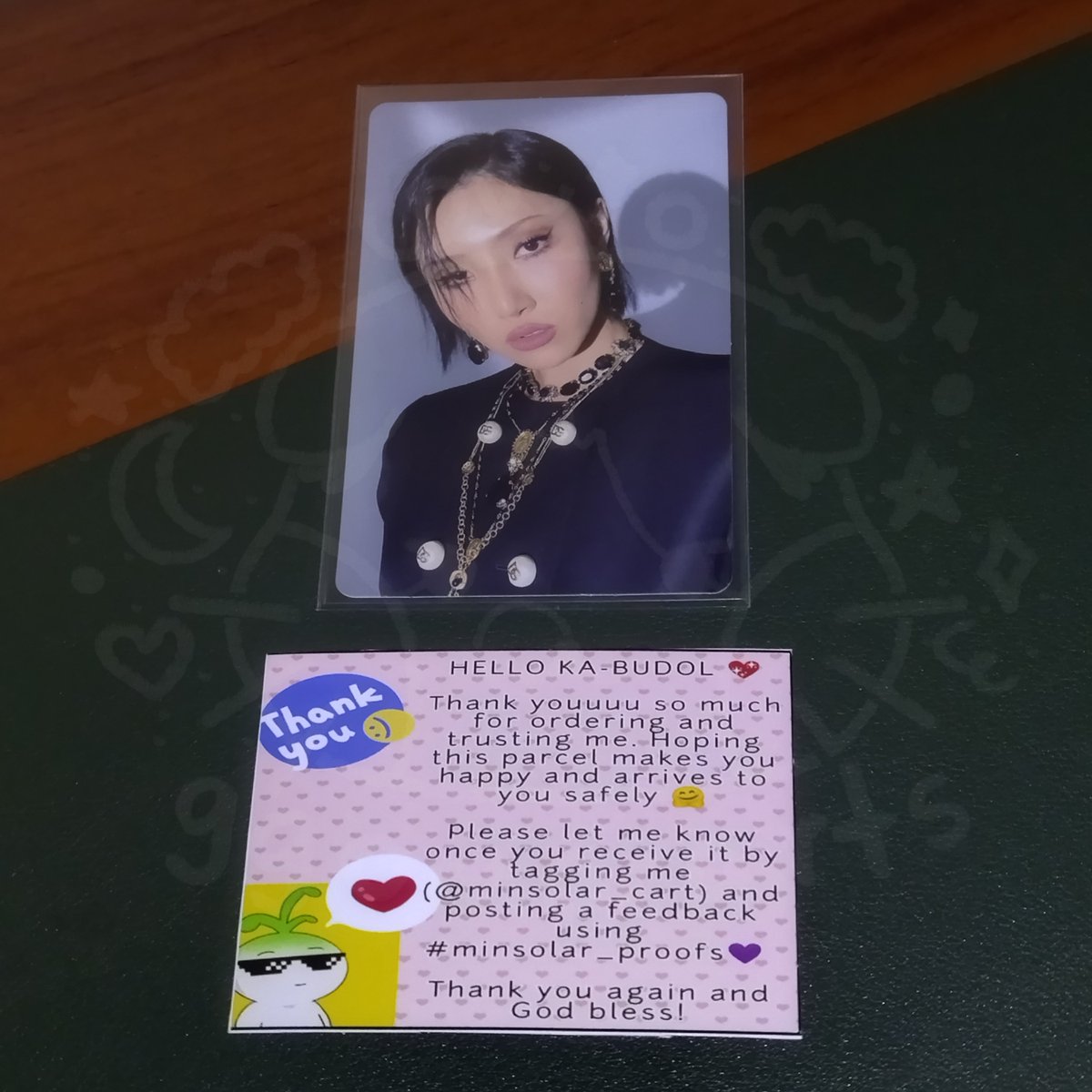 ggomocarts's tweet photo. — [♡] ; #ggomogets #minsolar_proofs

thank you so much @minsolar_cart for this smooth transaction! it arrived safely and i'm really happy with this purchase 🥺💗 https://t.co/N1HxLsXrO3
