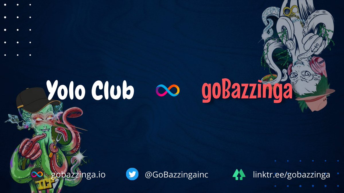 📢#Giveaway📢
We've teamed up with <a href="/EnterYoloClub/">Yolo Club ∞</a> to #Giveaway

3x #NFTs

To participate👇
1⃣Follow <a href="/EnterYoloClub/">Yolo Club ∞</a> &amp; @GoBazzingainc 
2⃣Like❤️ &amp; Retweet🔄
3⃣Tag 3 friends

#DFINITY #ICP #airdropnft #Crypto