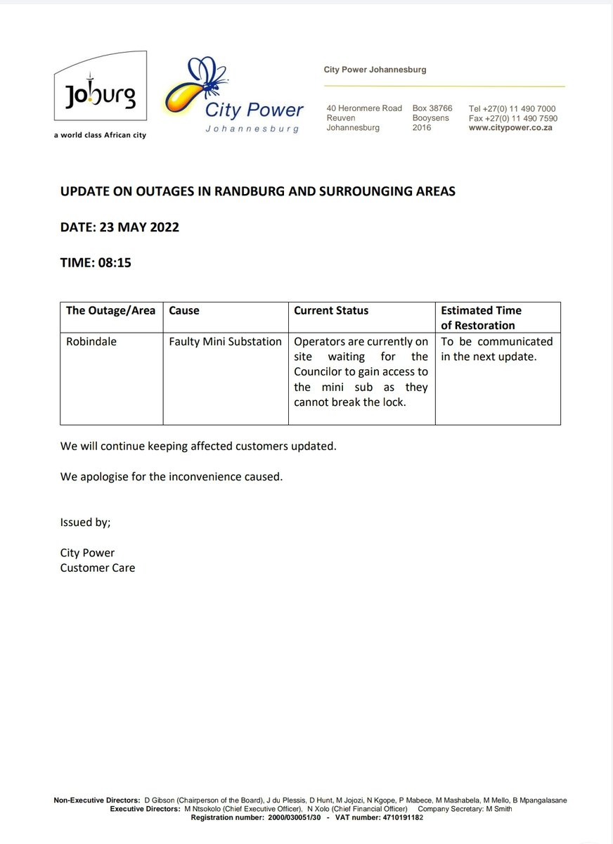 CityPowerJhb's tweet photo. #RandburgOutage #RobindaleOutage
Operators are currently on site. ^MM https://t.co/zsRlFFA0Am
