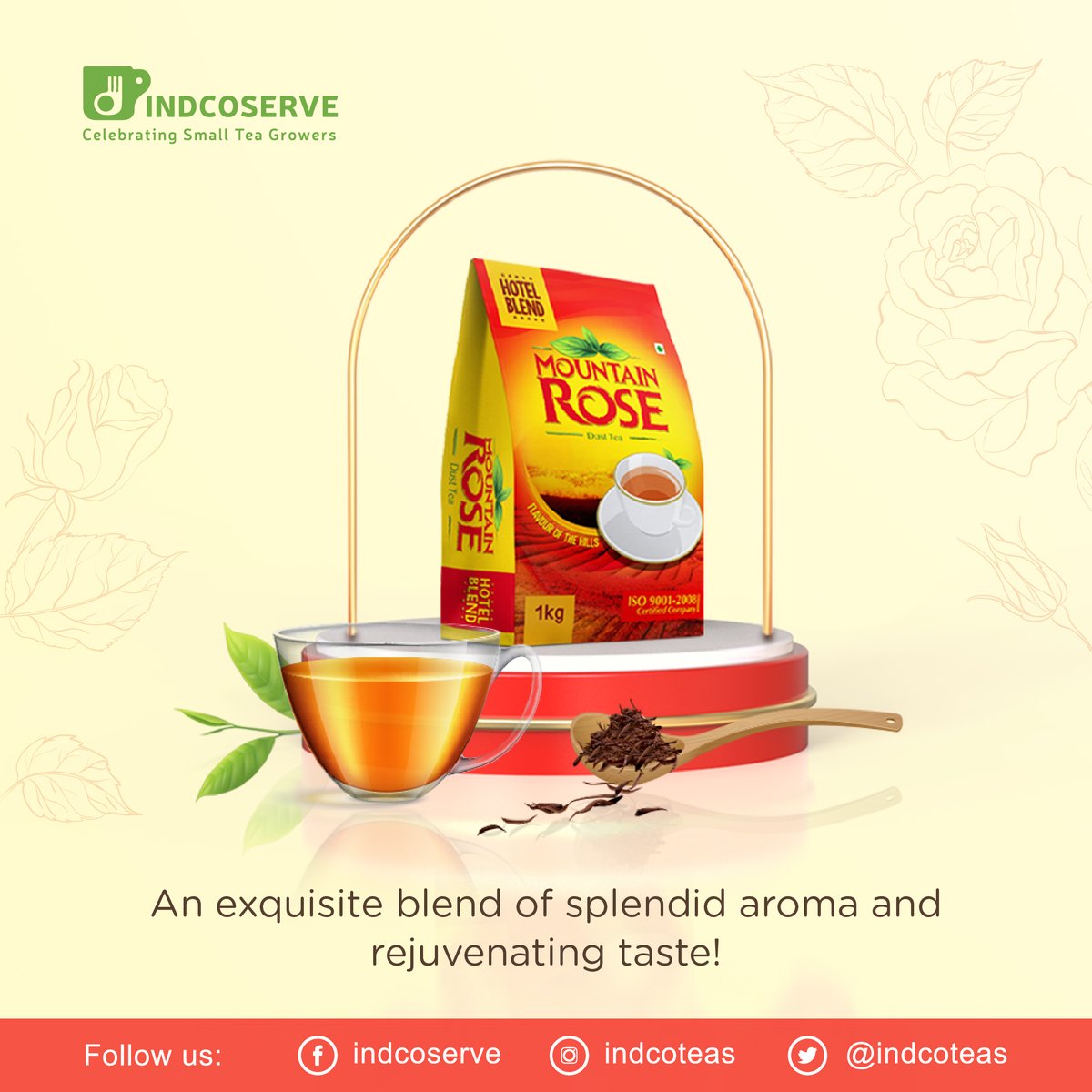 There's a magic in its fragrance;
There's a solace in its taste;
And the laden moments vanish
Somehow into space.
Mountain Rose Tea- Hotel Blend from Indcoserve is the rendition to be tasted not narrated. Try it for yourself!

#mountainrosetea #tea #teatime #ooty #indcoserve