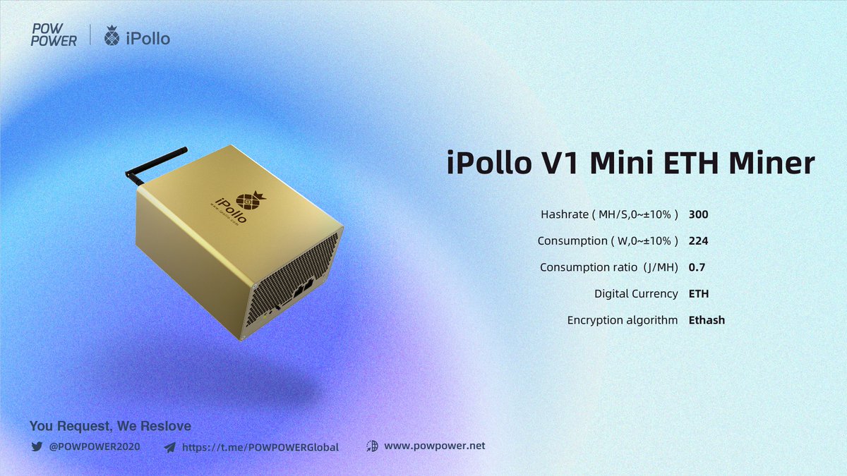 POWPOWER2020's tweet photo. 🍍#iPollo V1  mini ETH Miner 
3380USD💵
Hashrate:300±10%MH/S 
Comsumption:224±10%W
ROI<400Days 😻
Purchase Link :https://t.co/wHpggNI1KJ

#USDT #Terra #BTC #ETH  #POWPOWER  #cryptocurrency #Lunaburn #Tether https://t.co/TB1Q1qJ9W5