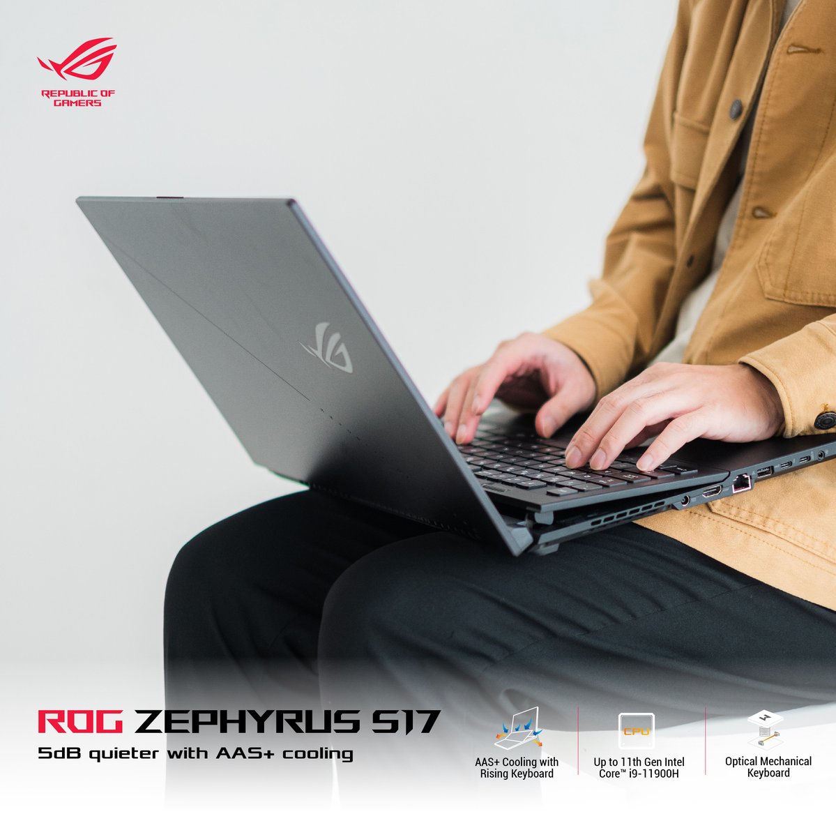 ASUS_ROG_ID's tweet image. Wujudkan perfoma luar biasa kamu dengan ROG Zephyrus S17💯⁠
⁠
Mengantongi optical mechanical keyboard dan AAS+ Cooling mampu meningkatkan responsivitas dan kenyamanan kamu dalam setiap sentuhan jarinya.
⁠
#WeAreROG #ROGZephyrusS17 #ROGBornChampions