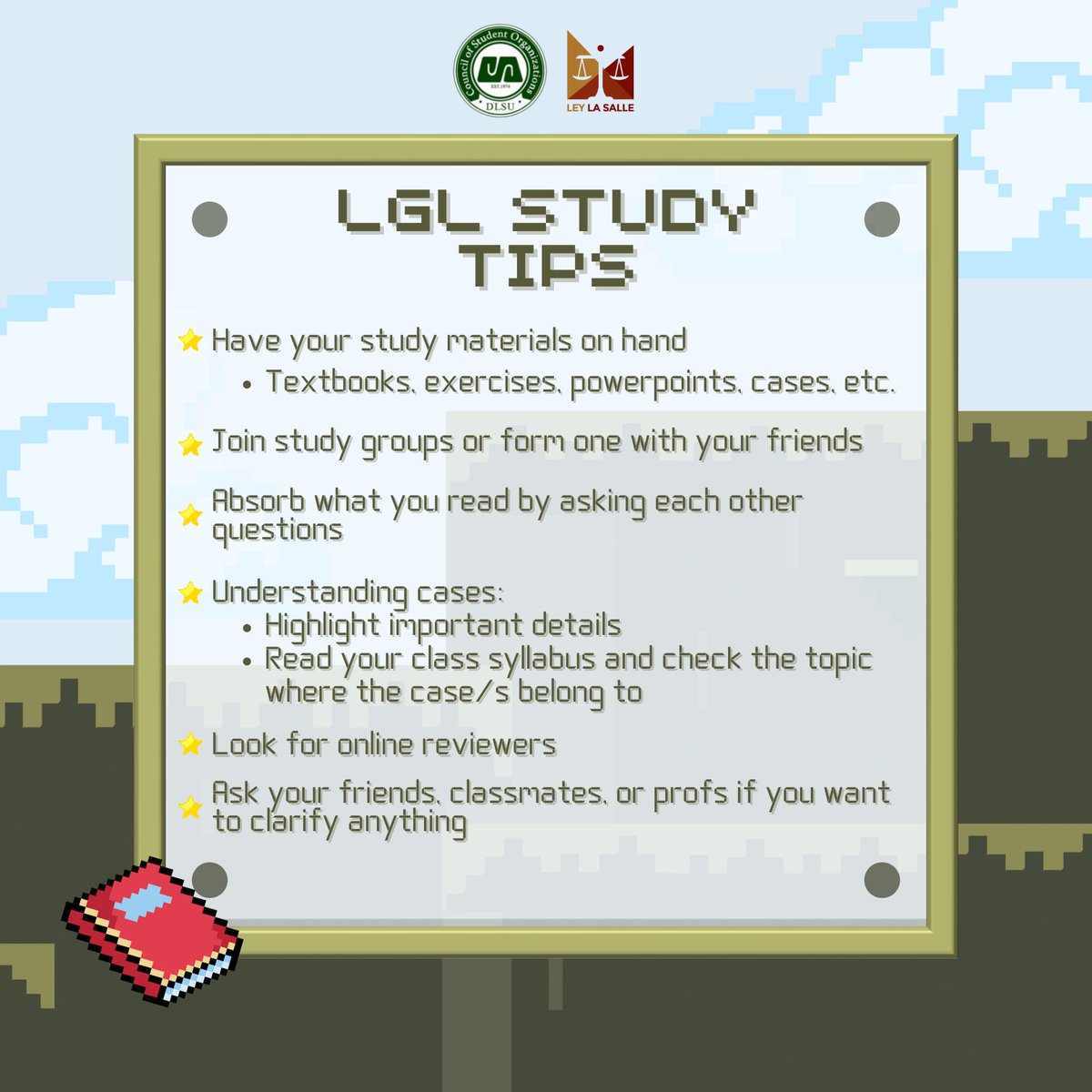 OfficialLEY's tweet photo. Hey there, fellow LGL student! 👋🏼 Need a helping hand on studying for your courses? We’ve got your back!  
Here are some tips to help you with your Legal Management journey 📓✏️

#HowtoSurviveLGL
#United34th
#ExperienceLEY https://t.co/9QCkEoTfVy