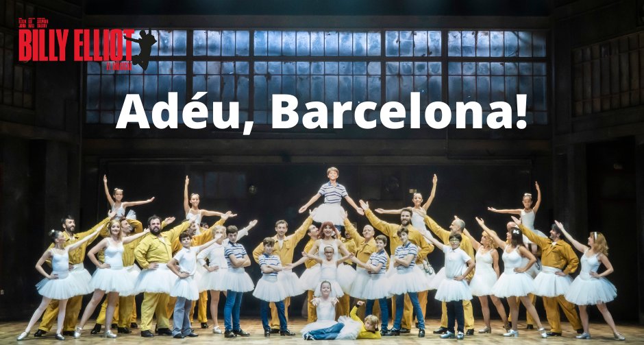 BILLY ELLIOT El Musical (@billyelliot_es) on Twitter photo Adéu, Barcelona! Ayer celebramos la última función de BILLY ELLIOT en el <a href="/teatrevictoria/">Teatre Victòria</a> y solo podemos agradecer a las más de 1.000.000 de personas que habéis bailado, cantado y saltado con nosotros desde el estreno. Gracias a todos hemos cumplido más de 1.000 funciones 🤩 Adéu, Barcelona! Ayer celebramos la última función de BILLY ELLIOT en el <a href="/teatrevictoria/">Teatre Victòria</a> y solo podemos agradecer a las más de 1.000.000 de personas que habéis bailado, cantado y saltado con nosotros desde el estreno. Gracias a todos hemos cumplido más de 1.000 funciones 🤩