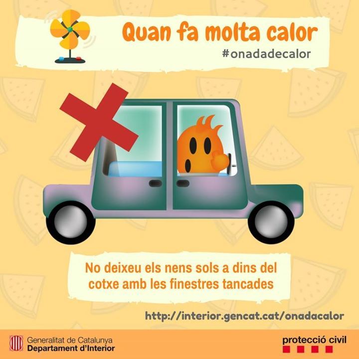 cavallcartro's tweet photo. ALERTA per l'#OnadaDeCalor! 🌞🌞🌞🌡️Ni infants ni animals de companyia sols al cotxe.

Cuidem que la mainada tingui accés a l'aigua perquè pugui beure en qualsevol moment. La poden portar a la motxilla de l'escola.

Més consells a https://t.co/k2dk10yTGg https://t.co/h5iZtJ0baD