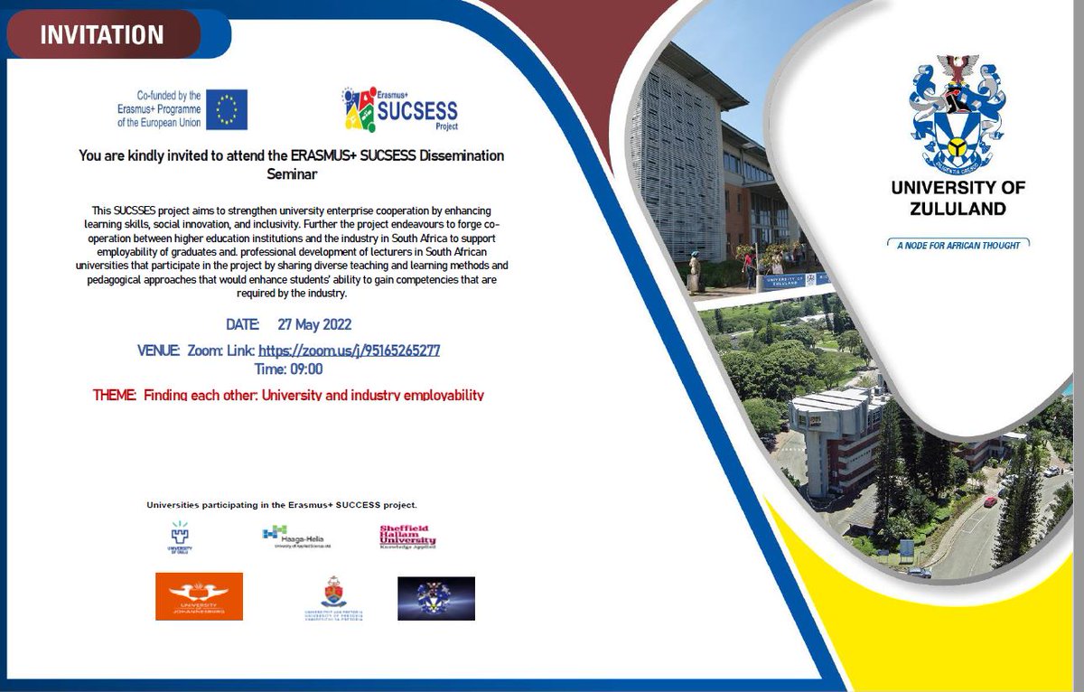 SUCSESSProject's tweet photo. The first dissemination seminar of the #SUCSESS project will take place this Friday 27th May in Richards Bay, South Africa. If you cannot attend in person, please join us through Zoom: https://t.co/CjiZaPKqAM https://t.co/w8oKFFPlcr