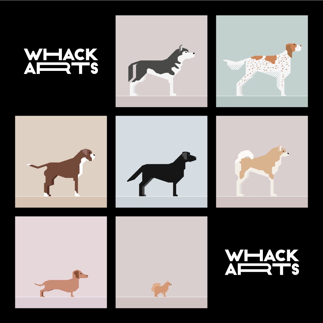 whackarts's tweet photo. 🐶 Giveaway: adopt don’t shop CLOSED🐶
Thanks to everyone from the #tezoscommunity who scooped a #dowg from our collection💜

Now it's time to ask what you want from this account?
More #Giveaways ?Collabs with other artist?More dogfacts?

Btw. these cute pups found a new owner🐾 https://t.co/DS3S8RNFXL
