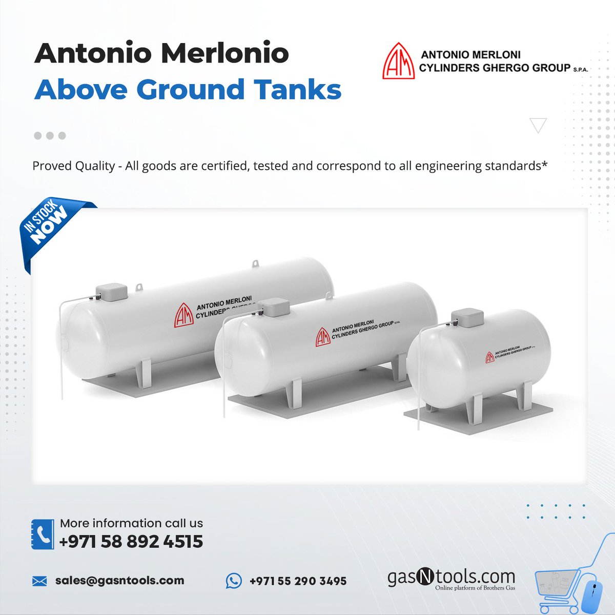 BrothersGas's tweet photo. Aboveground Italian Gas Tanks from Antonio Merloni 🇮🇹
Sales Inquires Contact
📞 Call Now: +971 58 892 4515
💬 +971 55 290 3495
📧 sales@gasntools.com
🌐 https://t.co/9sF3XWqKrl
#gasntools #brothersgas #gasinstallation #lpgtanks #oilandgas #MENA #UAE #Oman #KSA #Asia #Europe https://t.co/tga8Glykp5