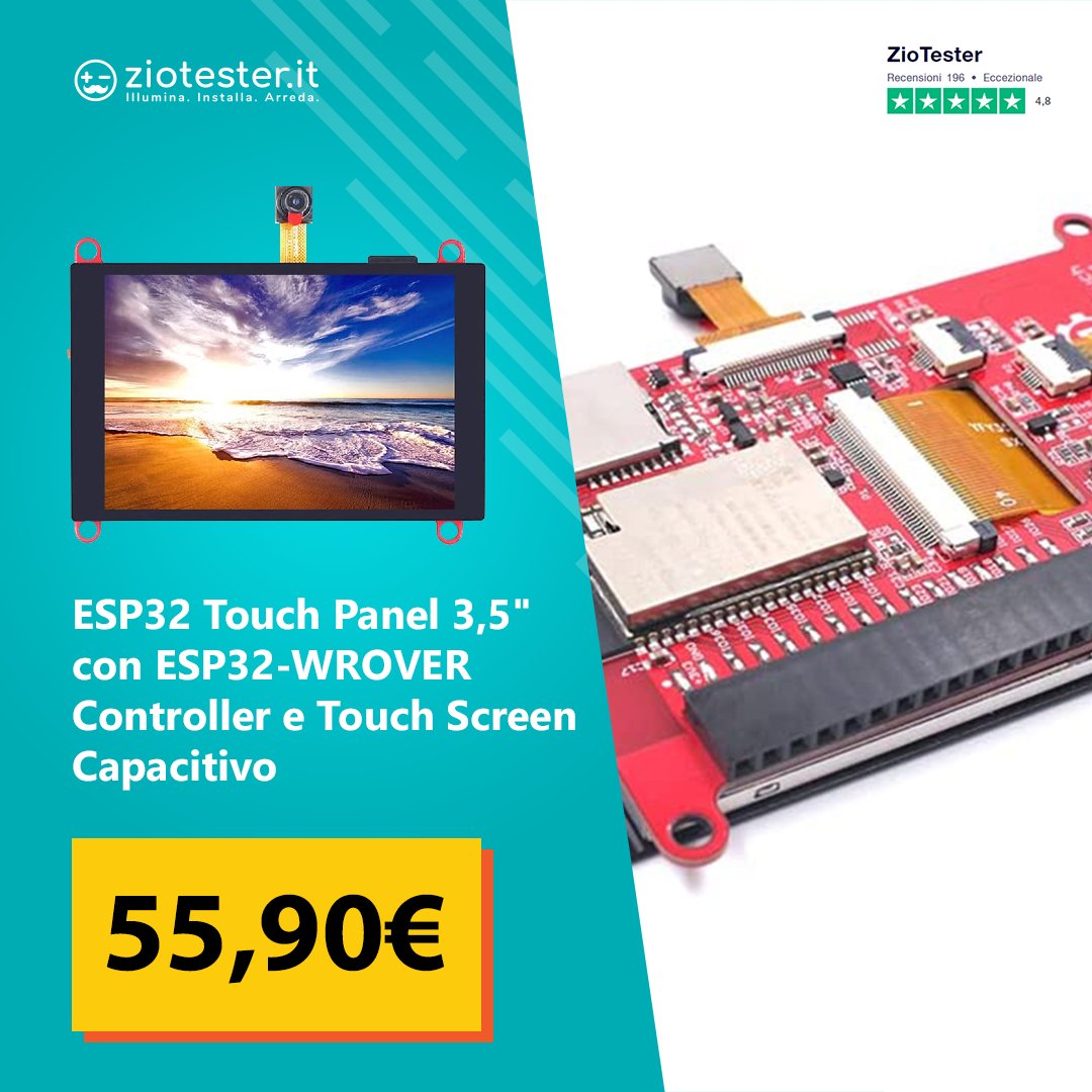 ZioTester's tweet photo. Ciao ragazzi! Venite a scoprire il nostro ESP32 Touch Panel 3,5" con ESP32-WROVER Controller e Touch Screen Capacitivo!

🔽 Scopri ora! 🔽
https://t.co/tCfF90605r
.
.
.
.
#ziotester #tecnologia #esp32 #IoT #makers https://t.co/z5BXxEjjer