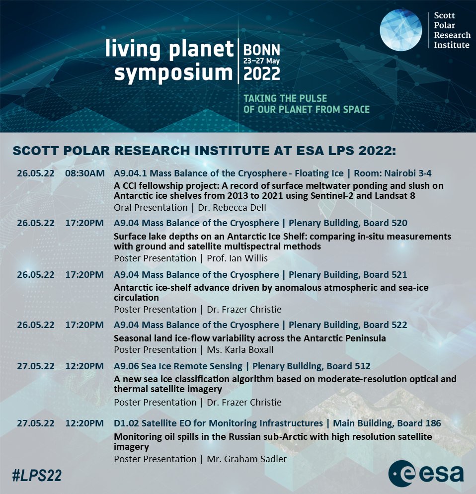 Scott Polar Research Institute (@scottpolar) on Twitter photo This week <a href="/scottpolar/">Scott Polar Research Institute</a> are attending the European Space Agency Living Planet Symposium #LPS22 in Bonn. With presentations covering Antarctic meltwater ponding to the monitoring of sub-Arctic oil spills from space, come by and say hello if youβre attending! <a href="/esa/">European Space Agency</a> <a href="/ESA_EO/">ESA Earth Observation</a> This week <a href="/scottpolar/">Scott Polar Research Institute</a> are attending the European Space Agency Living Planet Symposium #LPS22 in Bonn. With presentations covering Antarctic meltwater ponding to the monitoring of sub-Arctic oil spills from space, come by and say hello if youβre attending! <a href="/esa/">European Space Agency</a> <a href="/ESA_EO/">ESA Earth Observation</a>