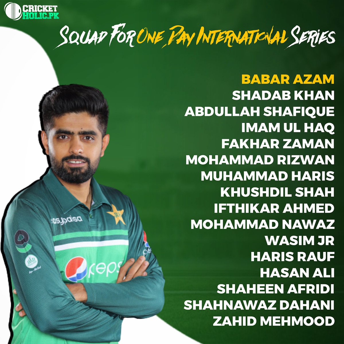 Pakistan's Squad is out 📢 for the 𝗢𝗗𝗜 𝗦𝗲𝗿𝗶𝗲𝘀 against West Indies 🔥

#PAKvWI #WIvPAK #Pakistan #Cricket #BabarAzam